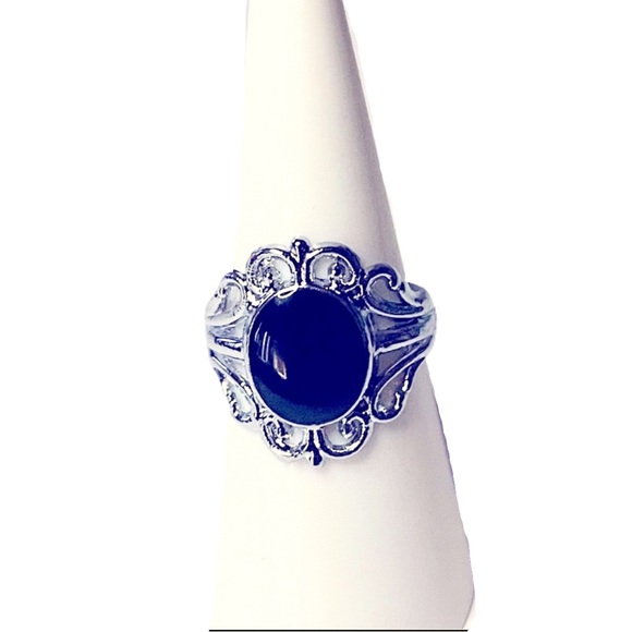 Artisan Jewelry - New Sterling Silver Floral Black Shiny Filigree Boho Handmade Statement Ring